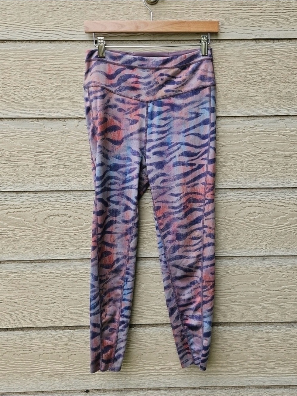 Free People Movement reversible Beat the Heat leggings purple tiger multi